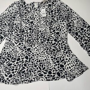LOFT Women top loose fit Abstract animal Print Blouse size 0